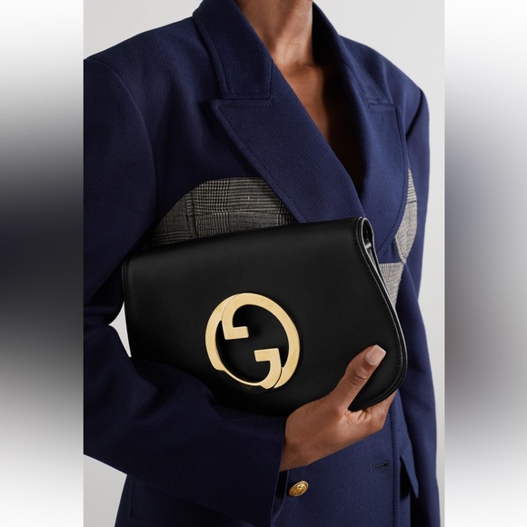 Gucci 1970’s Blondie Black Leather Gold Plated GG Logo Clutch Bag Italy - Picture 12 of 12